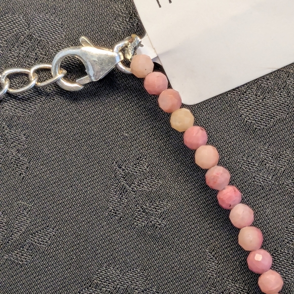 🆕 Genuine Natural Norwegian Pink Thulite Pink Gemstone Sterling Silver Bracelet - Picture 7 of 12